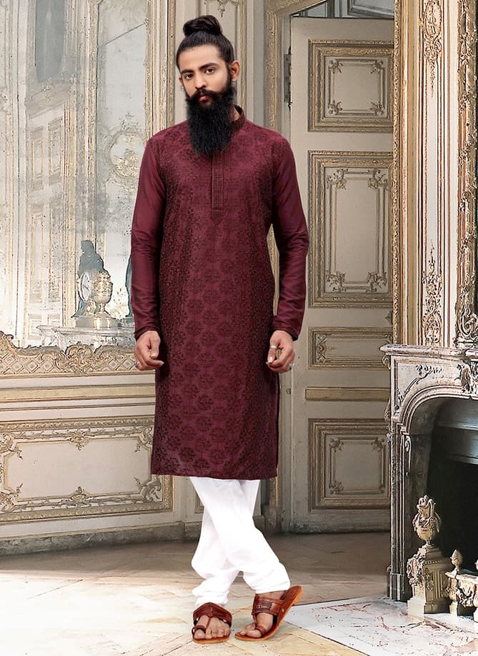Designer Party wear Traditional Silk and Jacquard Embroidery Work Kurta Pajama in Wholesale Collection
